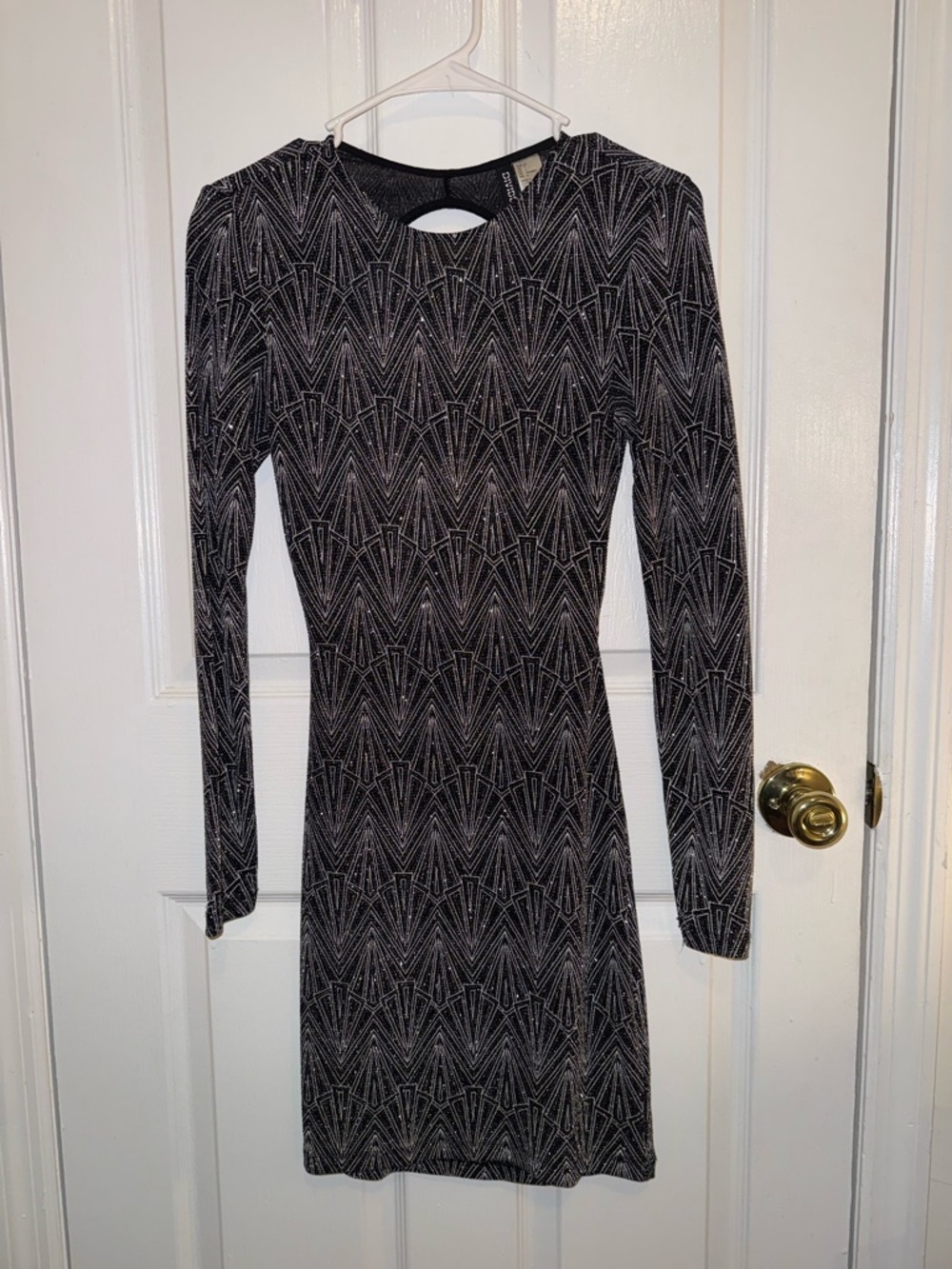 Long Sleeve Black & Silver Glittery Women’s Dress